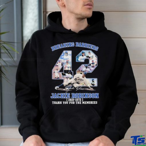 Breaking Barriers 42 Jackie Robinson Dodgers 1911 – 1972 thank you for the memories signature hoodie, sweater, longsleeve, shirt v-neck, t-shirt