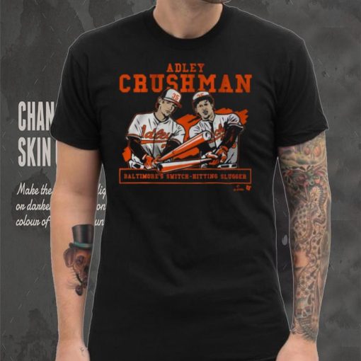 BreakingT Youth Baltimore Orioles Adley Rutschman ‘Crushman’ Black Graphic T Shirt