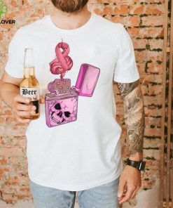 Breast Cancer Awareness Pink Fire Clipper Lighter Skeleton T Shirt Copy (2) Copy