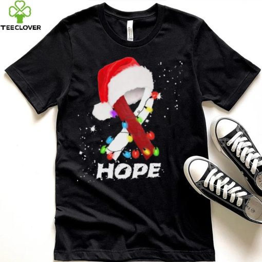 Breast Cancer Christmas Santa Hat Red White Ribbon Xmas Shirt