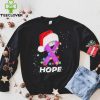 Breast Cancer Christmas Santa Hat Violet Ribbon light Shirt