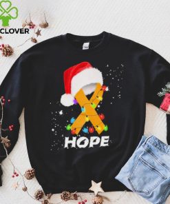 Breast Cancer Christmas Santa Oranger Yellow Ribbon light Hope Shirt