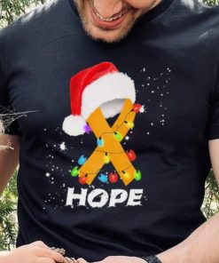 Breast Cancer Christmas Santa Oranger Yellow Ribbon light Hope Shirt