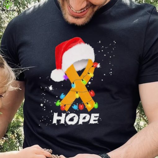 Breast Cancer Christmas Santa Oranger Yellow Ribbon light Hope Shirt