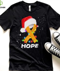 Breast Cancer Christmas Santa Oranger Yellow Ribbon light Hope Shirt