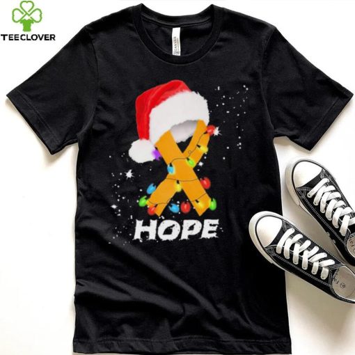 Breast Cancer Christmas Santa Oranger Yellow Ribbon light Hope Shirt