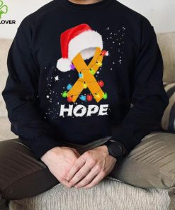 Breast Cancer Christmas Santa Oranger Yellow Ribbon light Hope Shirt