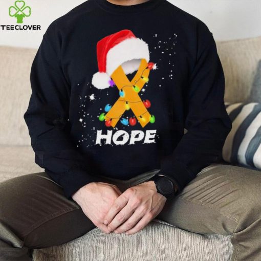 Breast Cancer Christmas Santa Oranger Yellow Ribbon light Hope Shirt