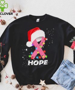 Breast Cancer Christmas Santa Pink Ribbon light Hope Shirt