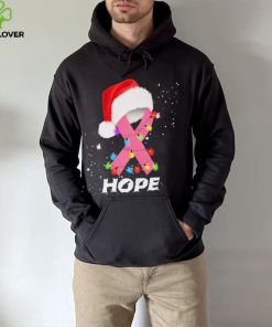 Breast Cancer Christmas Santa Pink Ribbon light Hope Shirt