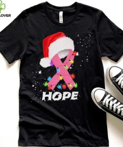 Breast Cancer Christmas Santa Pink Ribbon light Hope Shirt