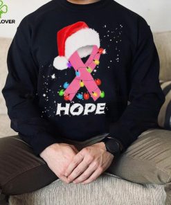 Breast Cancer Christmas Santa Pink Ribbon light Hope Shirt