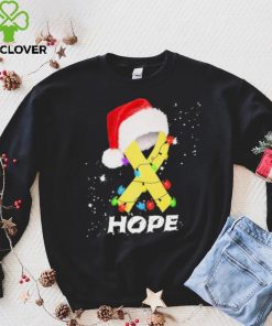 Breast Cancer Christmas Santa Yellow Ribbon light Hope Shirt