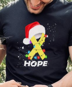 Breast Cancer Christmas Santa Yellow Ribbon light Hope Shirt