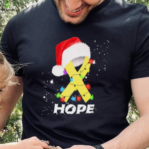 Breast Cancer Christmas Santa Yellow Ribbon light Hope Shirt