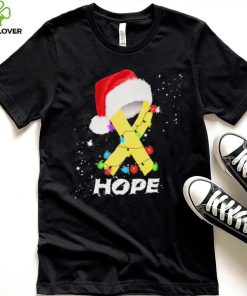 Breast Cancer Christmas Santa Yellow Ribbon light Hope Shirt