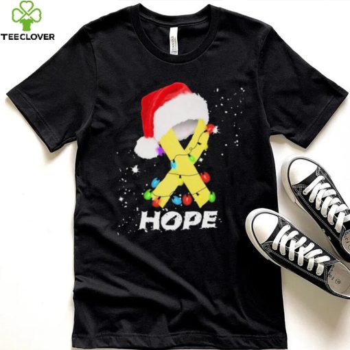 Breast Cancer Christmas Santa Yellow Ribbon light Hope Shirt