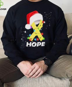 Breast Cancer Christmas Santa Yellow Ribbon light Hope Shirt