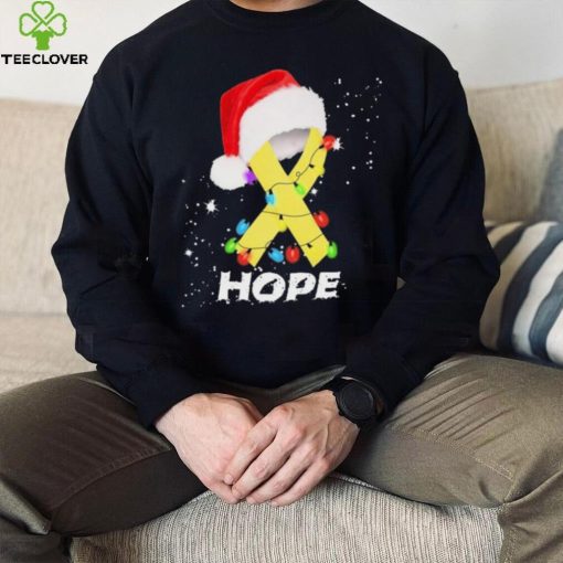 Breast Cancer Christmas Santa Yellow Ribbon light Hope Shirt