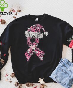 Breast Cancer Ribbon Shape Christmas Ladies T Shirt