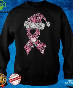 Breast Cancer Ribbon Shape Christmas Ladies T Shirt