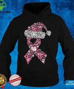 Breast Cancer Ribbon Shape Christmas Ladies T Shirt