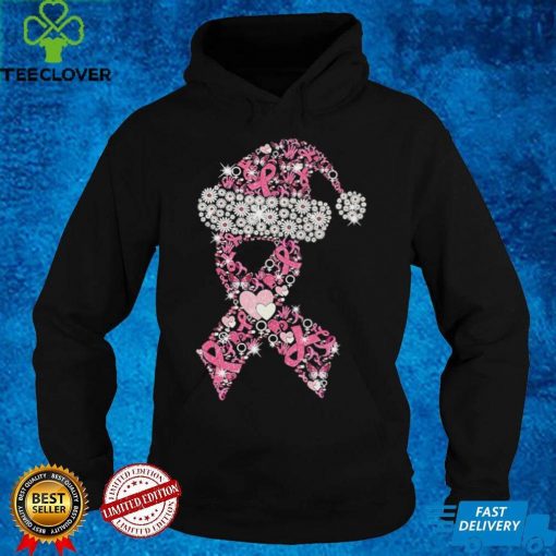 Breast Cancer Ribbon Shape Christmas Ladies T Shirt