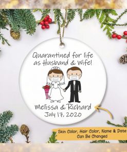 Bride and Groom Personalized Ornament, married during quarantine, wedding ornament