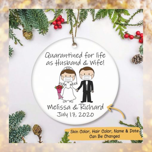 Bride and Groom Personalized Ornament, married during quarantine, wedding ornament