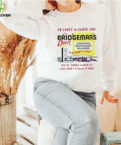 Bridgeman’s Bowl 48 lanes to serve you cocktails restaurant billiards shirt