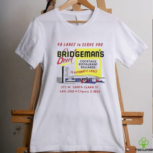Bridgeman’s Bowl 48 lanes to serve you cocktails restaurant billiards shirt