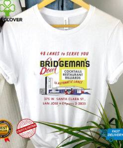 Bridgeman’s Bowl 48 lanes to serve you cocktails restaurant billiards shirt
