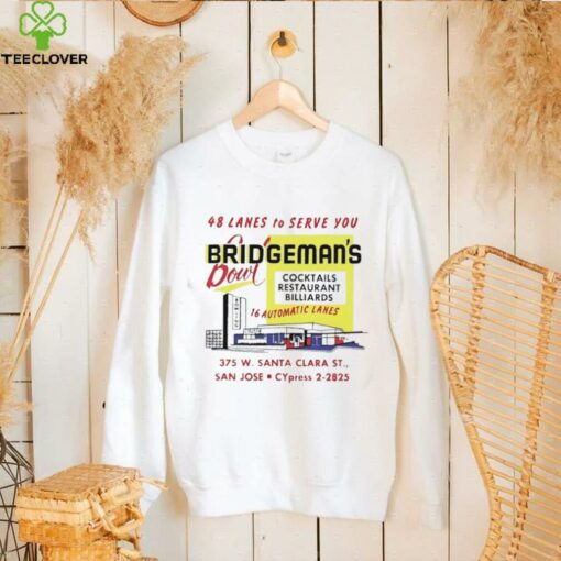 Bridgeman’s Bowl 48 lanes to serve you cocktails restaurant billiards shirt