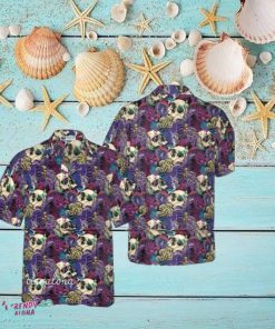 Bright Magic Psychedelic Mushrooms And Skulls Hawaiian Shirt