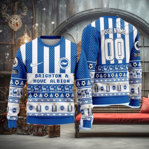 Brighton   Hove Albion Ugly All Over Print Christmas Knitting Ugly Sweater
