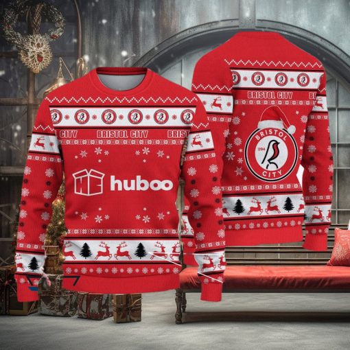 Bristol City Luau Efl Logo Team Ugly Christmas Sweater For Fans Gift Unisex Sweatshirt