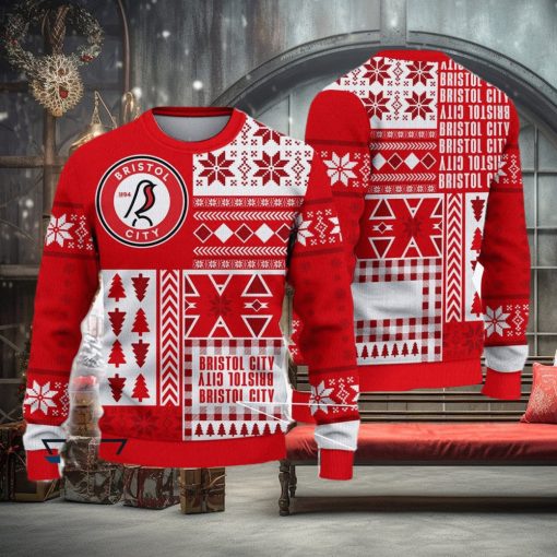 Bristol City Surf Efl Logo Team Ugly Christmas Sweater For Fans Gift Unisex Sweatshirt