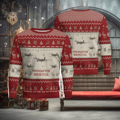 Bristol Freighter Aircraft Red Ugly Chrisrmas Sweater Aircraft Lover Veteran 3D Sweater Winter Gift