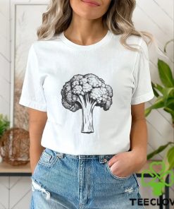 Broccoli Vegetable Plant Vegetarian Vegan In Black And White Classic T Shirt