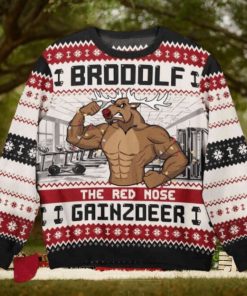 Brodolf The Red Nose Xmas Gainzdeer Gymer Fitness Christmas Ugly Sweater