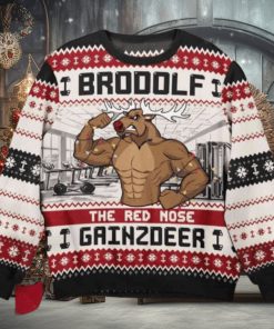 Brodolf The Red Nose Xmas Gainzdeer Gymer Fitness Christmas Ugly Sweater