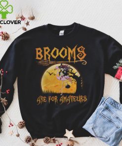 Brooms Are For Amateurs Halloween Witch Riding Flamingo Shirt