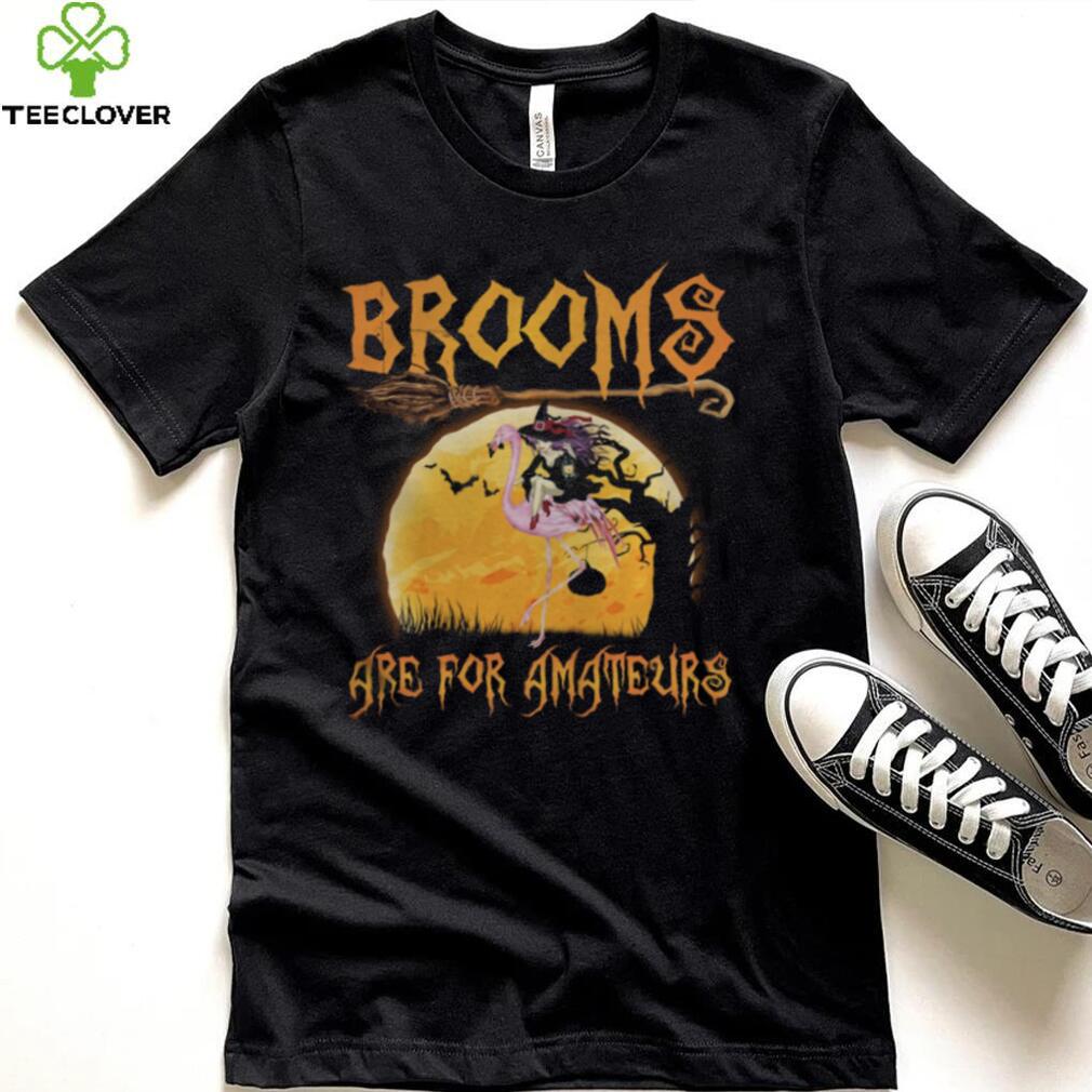 Brooms Are For Amateurs Halloween Witch Riding Flamingo Shirt Brooms Are For Amateurs Halloween Witch Riding Flamingo Shirt
