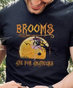 Brooms Are For Amateurs Halloween Witch Riding Flamingo Shirt