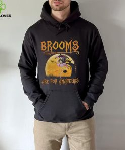 Brooms Are For Amateurs Halloween Witch Riding Flamingo Shirt