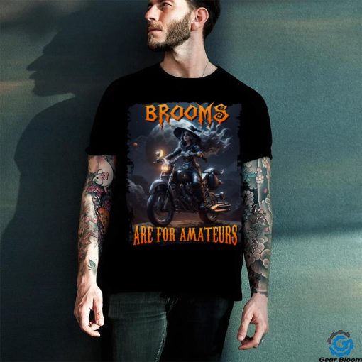 Brooms Are For Amateurs Witches Ride Motorcycle Halloween Long Sleeve T Shirt