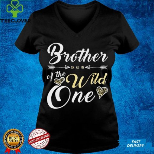 Brother Of The Wild One 1st Birthday Leopard Heart Brother Shirt