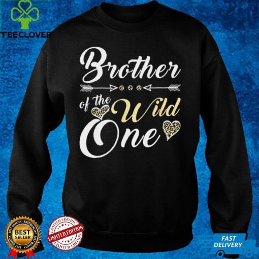 Brother Of The Wild One 1st Birthday Leopard Heart Brother Shirt