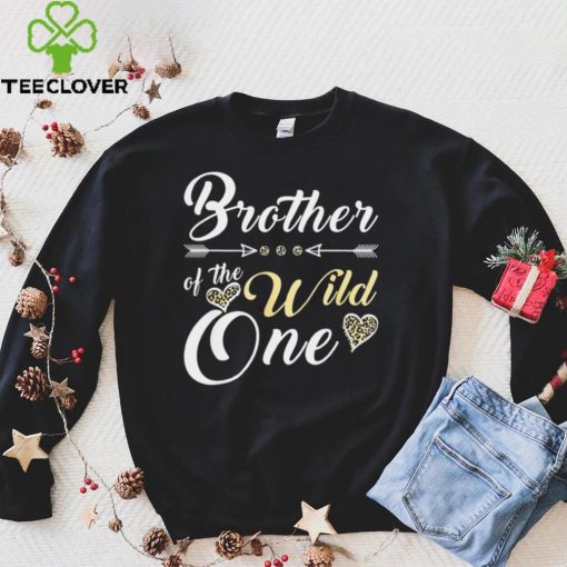 Brother Of The Wild One 1st Birthday Leopard Heart Brother Shirt