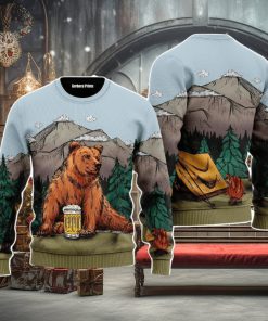 Brown Bear Camping Christmas Unisex Ugly Sweater